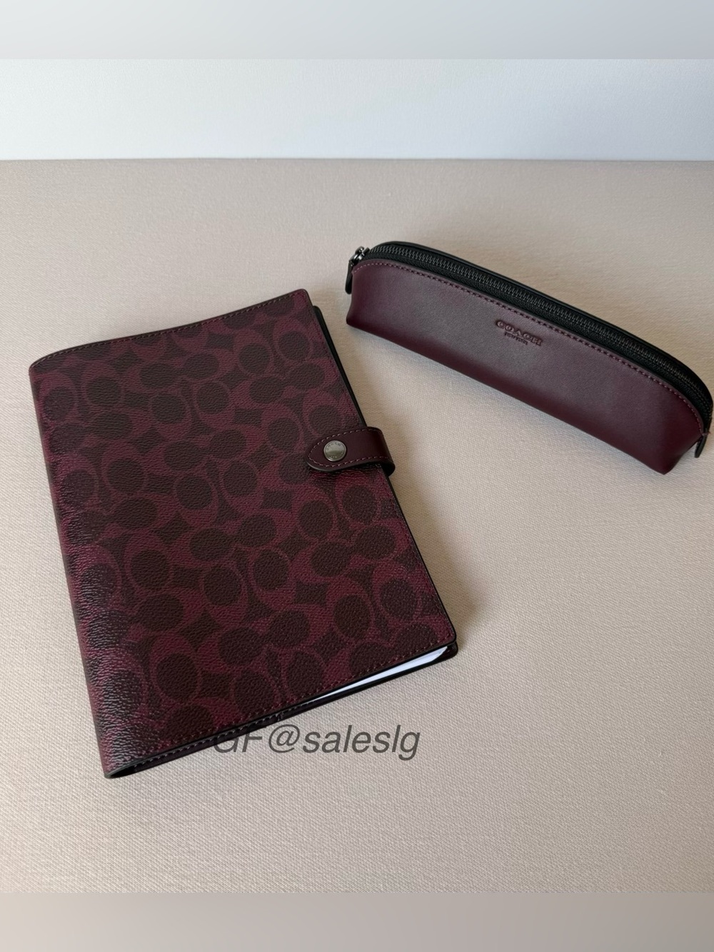 NWT Coach Black Currant Dark Red Boxed Notebook And Pencil Case Set CCP97